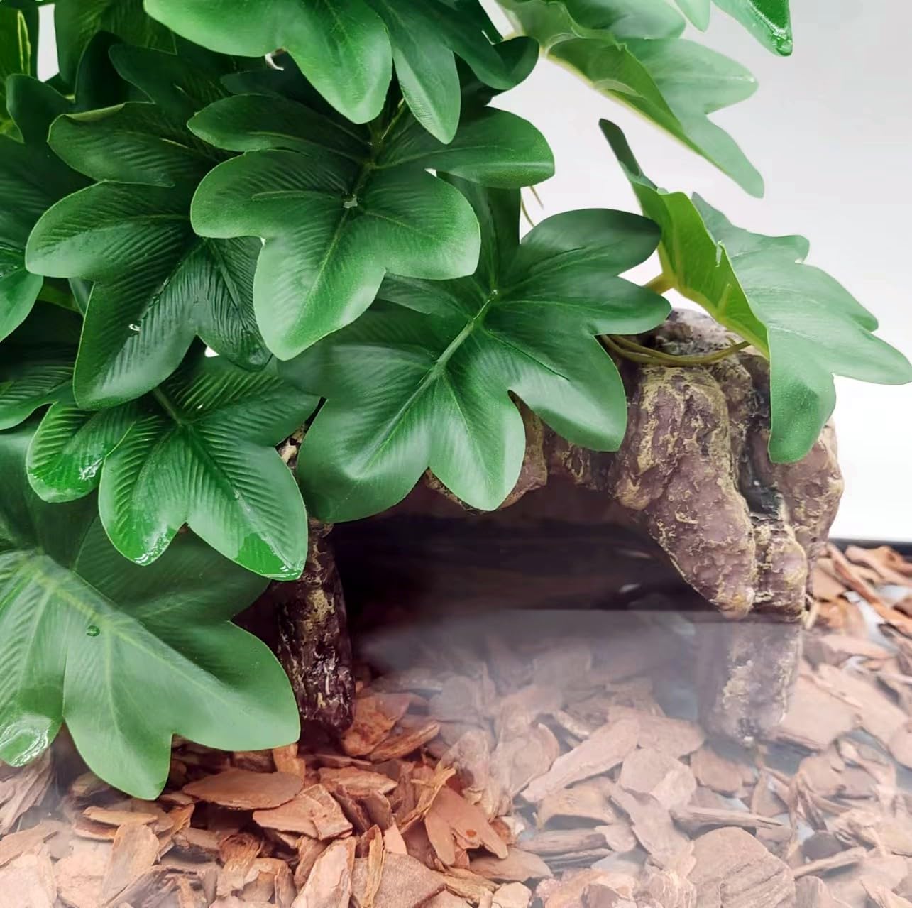 FLmoving plantas artificiales para terrario resistentes al agua y fáciles de limpiar