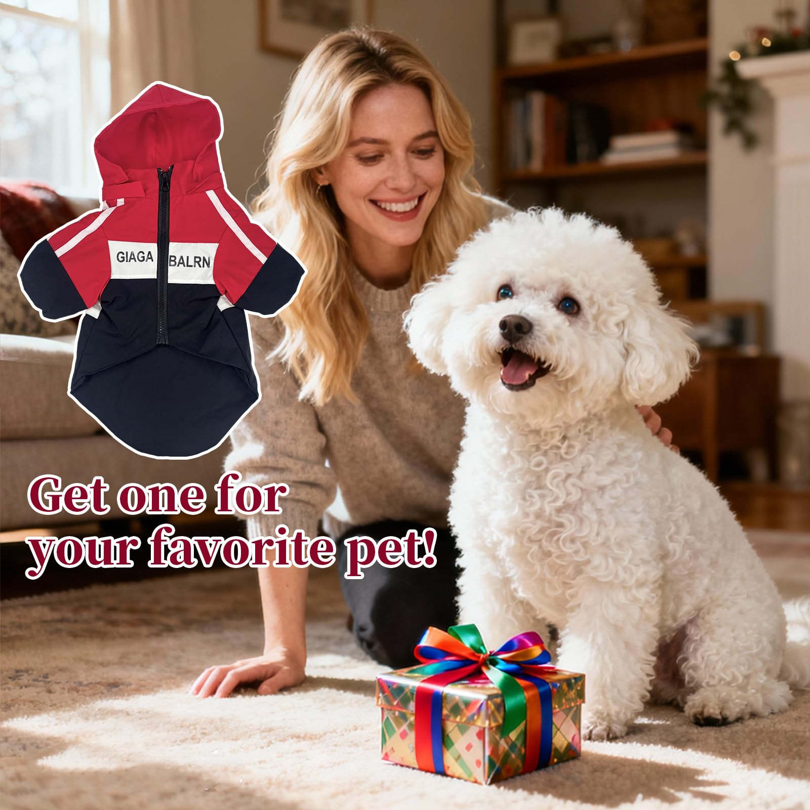 Floofelove chaqueta para paseos en día húmedo y ventoso protección ligera para exteriores