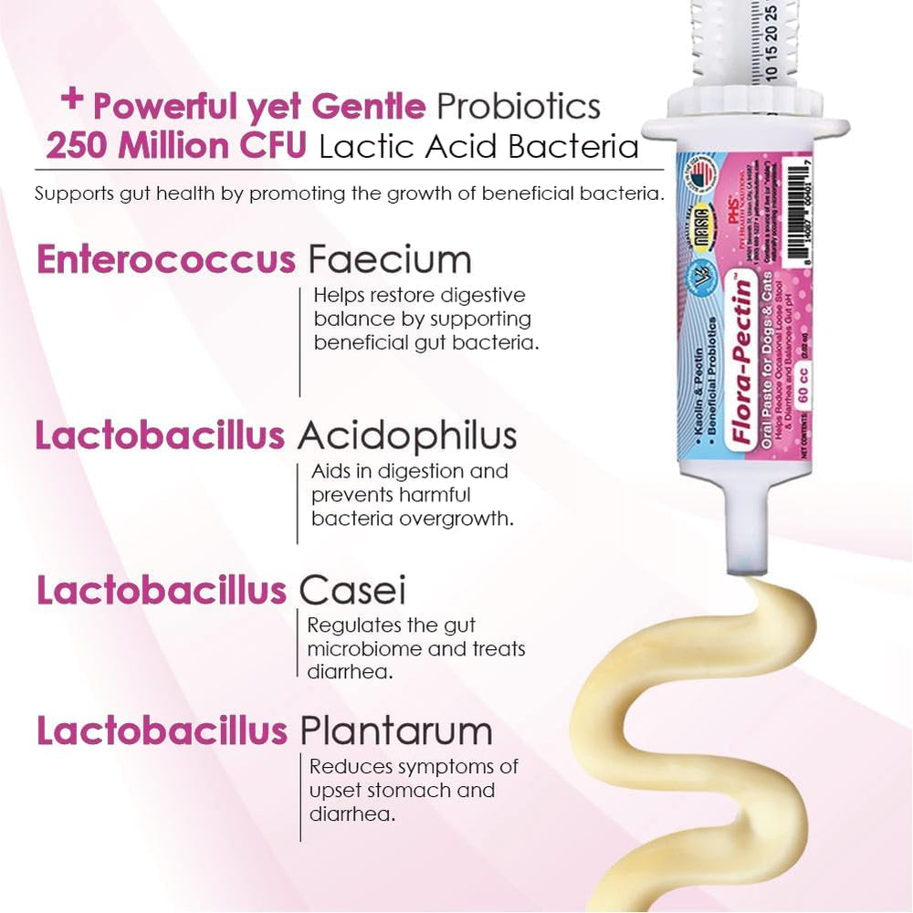 FLORA-PECTIN contiene cuatro cepas probióticas para apoyar la flora intestinal.