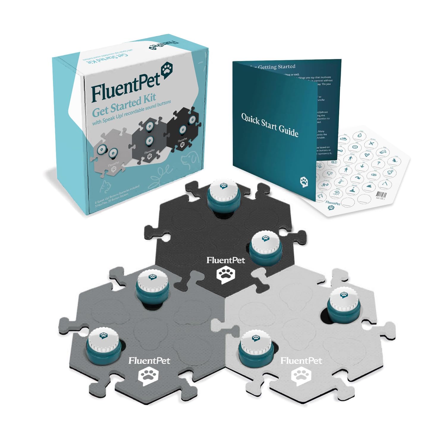 FluentPet: 6 botones grabables para comunicación clara de tu mascota.