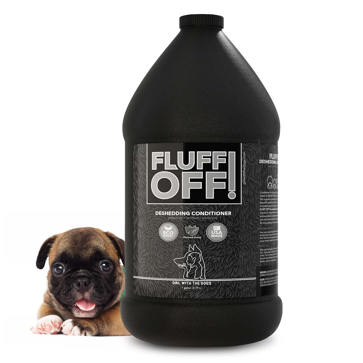Girl With The Dogs Fluff Off condicionador deslanado en botella, reduce pelo suelto.