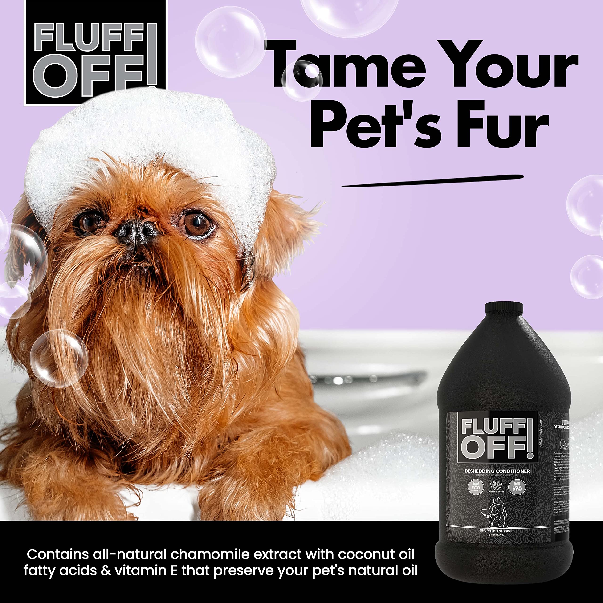 Girl With The Dogs Fluff Off aporta brillo y suavidad con Omega 3 y 6.