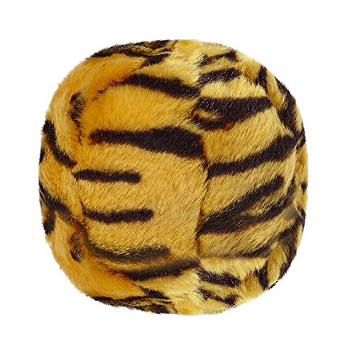 Pelota tigre Fluff & Tuff para perros, ideal para juego activo y lavado fácil.