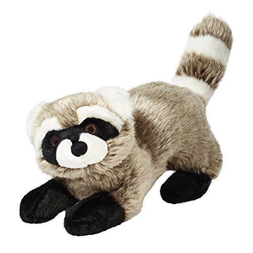 Fluff & Tuff Rocket mapache, detalle costuras, durabilidad para juego suave.