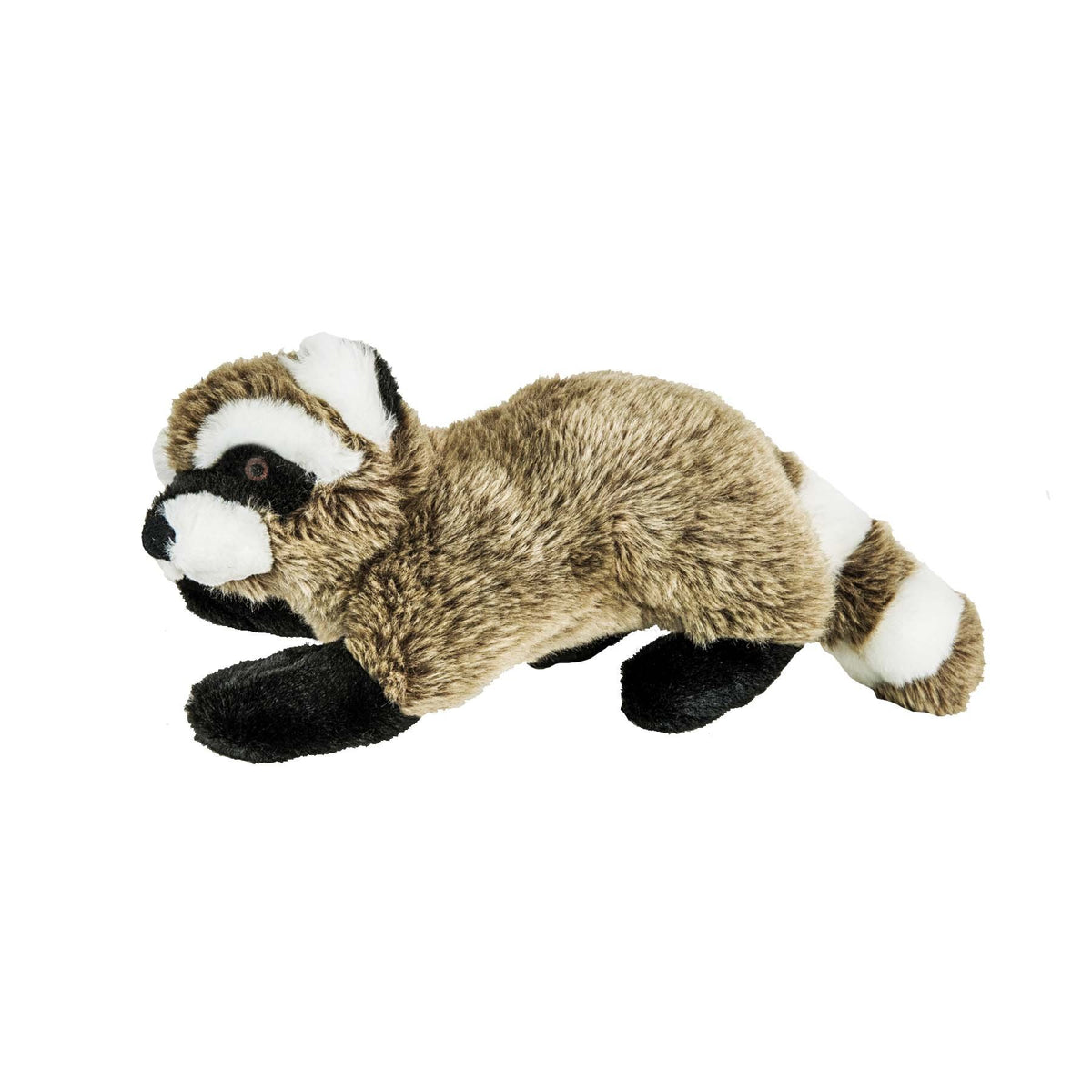 Fluff & Tuff Rocket mapache, vista frontal, juguete duradero para juego seguro.