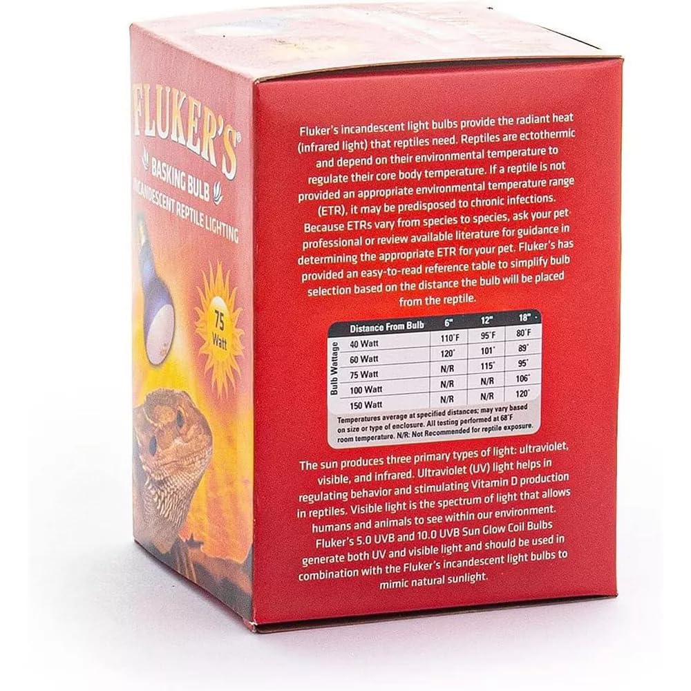 Fluker's foco 75W de exposición al calor, compatible con distintos tamaños de terrario.