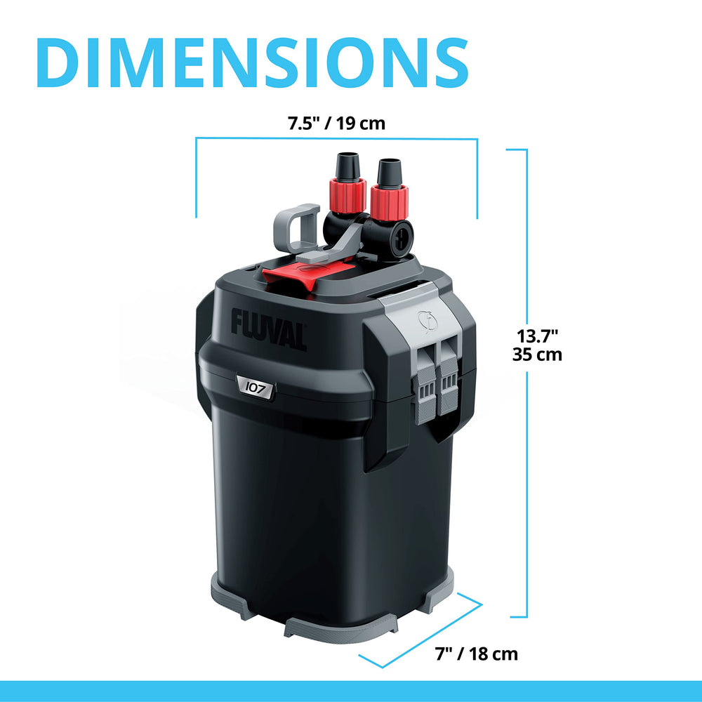 Fluval 107, medios auténticos incluidos y calidad europea para rendimiento confiable.