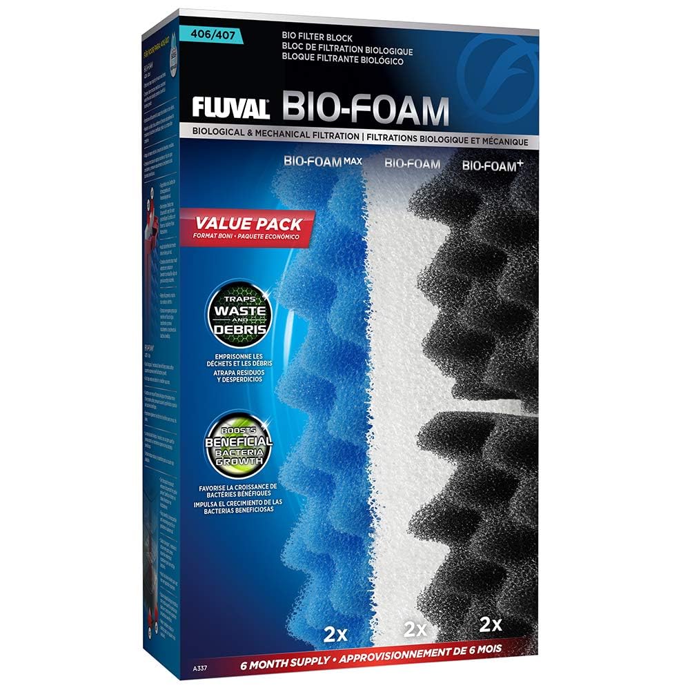 Fluval 406/407, embalaje de espuma biológica para mejorar la filtración.
