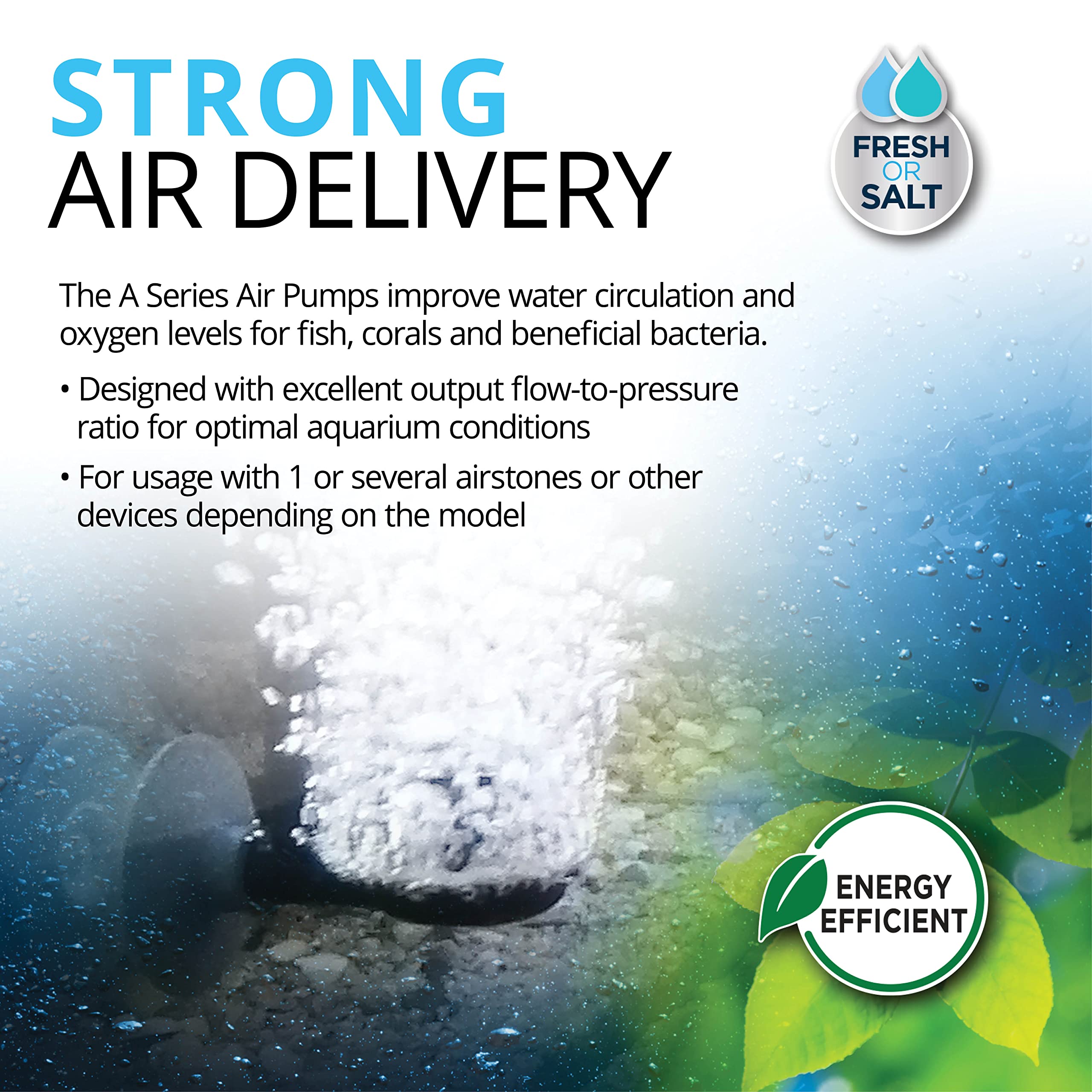 Fluval A202 cámara amortiguadora reduce vibraciones para funcionamiento silencioso.