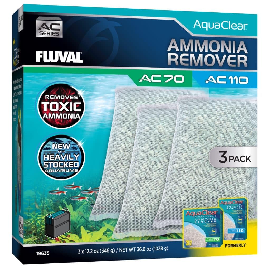 Fluval Ammonia Remover: botella en primer plano para acuario de agua dulce.