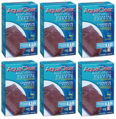 Inserto de carbón activado Fluval AquaClear 110 para eliminar olores y turbidez en acuarios.