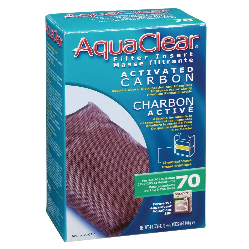 Fluval AquaClear 70 inserto carbono activo instalar en filtro para acuario.