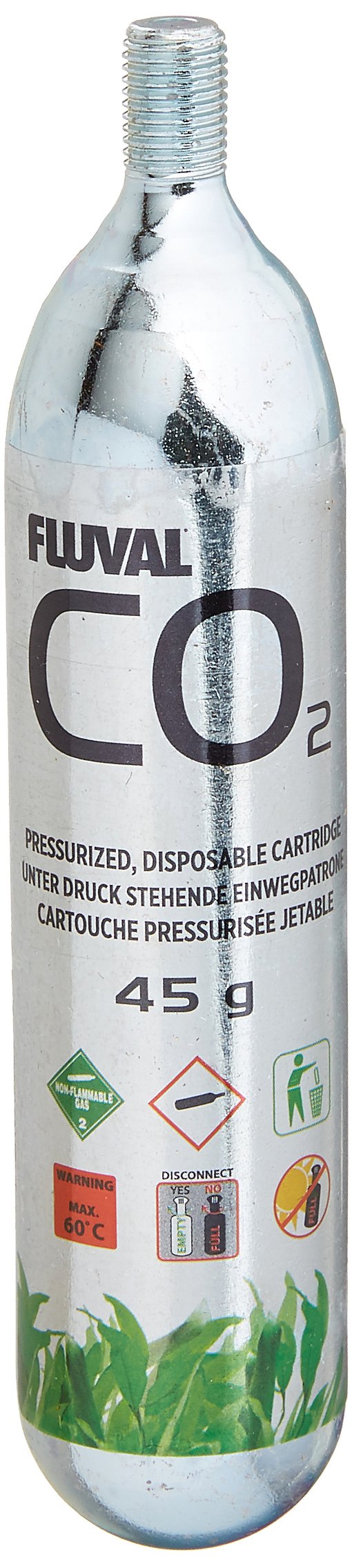 Fluval co2 desechable 45 g, paquete de tres, para plantas en acuario.