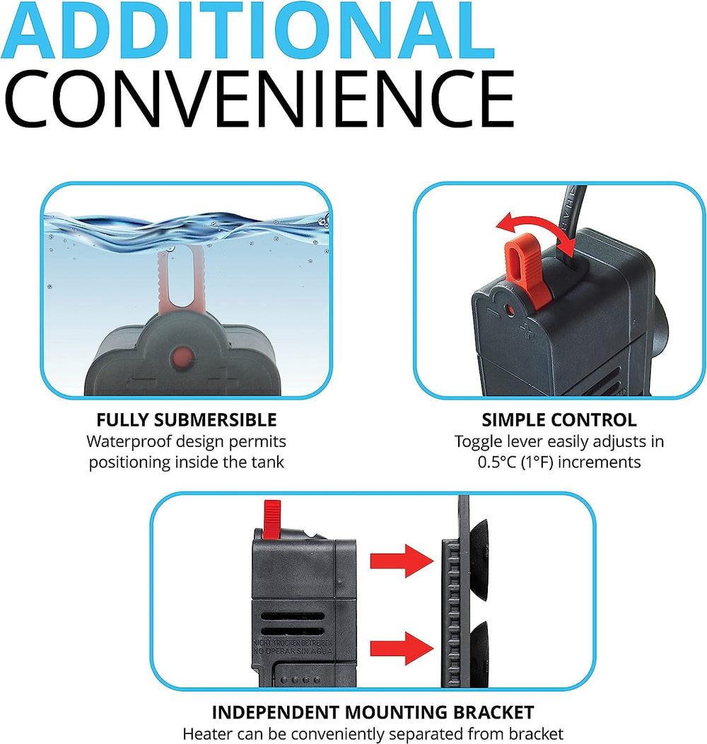 Fluval E, controles de temperatura precisos en 0,5°, ideal para ajustes finos.