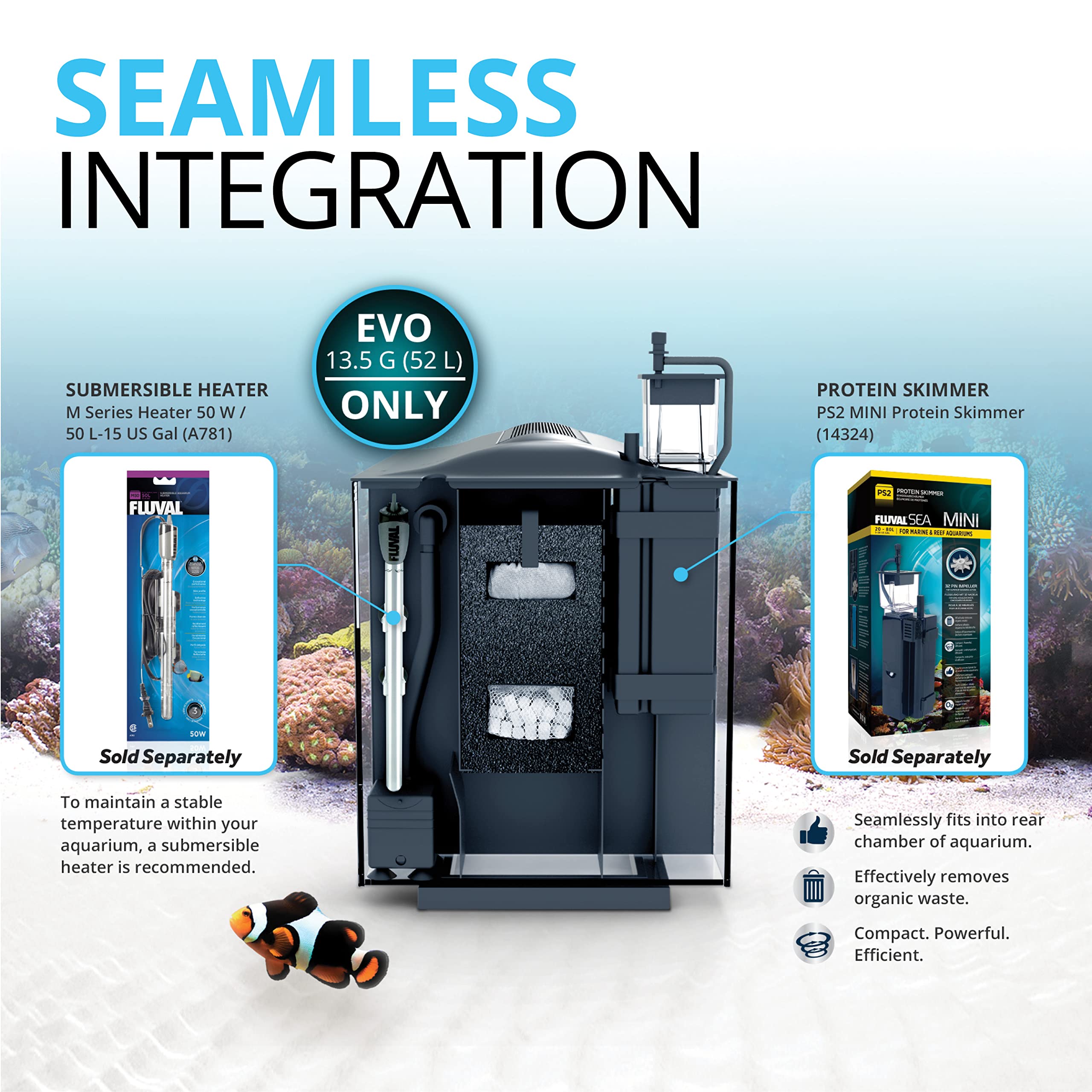 Fluval Evo XII: carcasa impermeable de aluminio para durabilidad y seguridad.