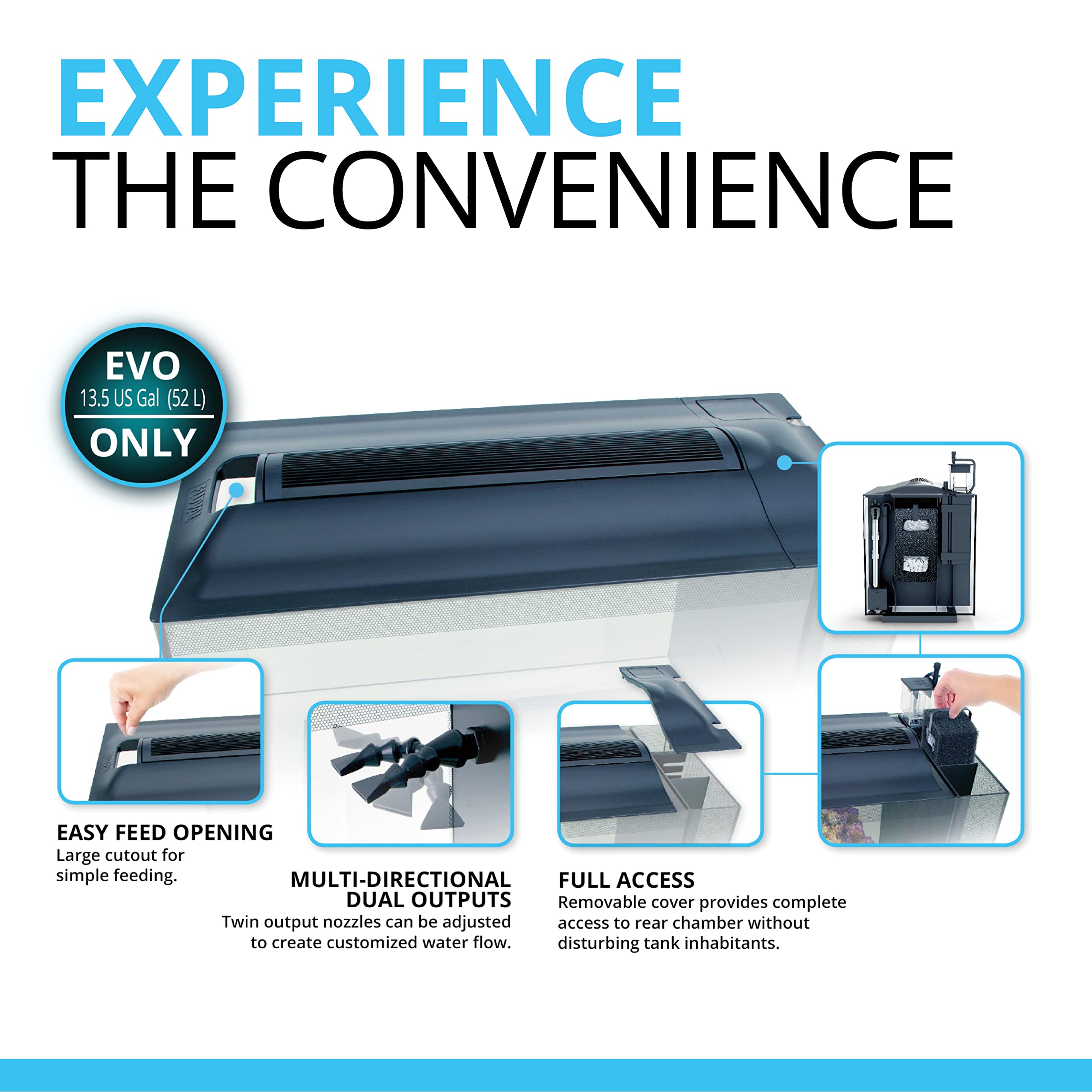 Fluval Evo XII: filtración triple para mayor claridad del agua.