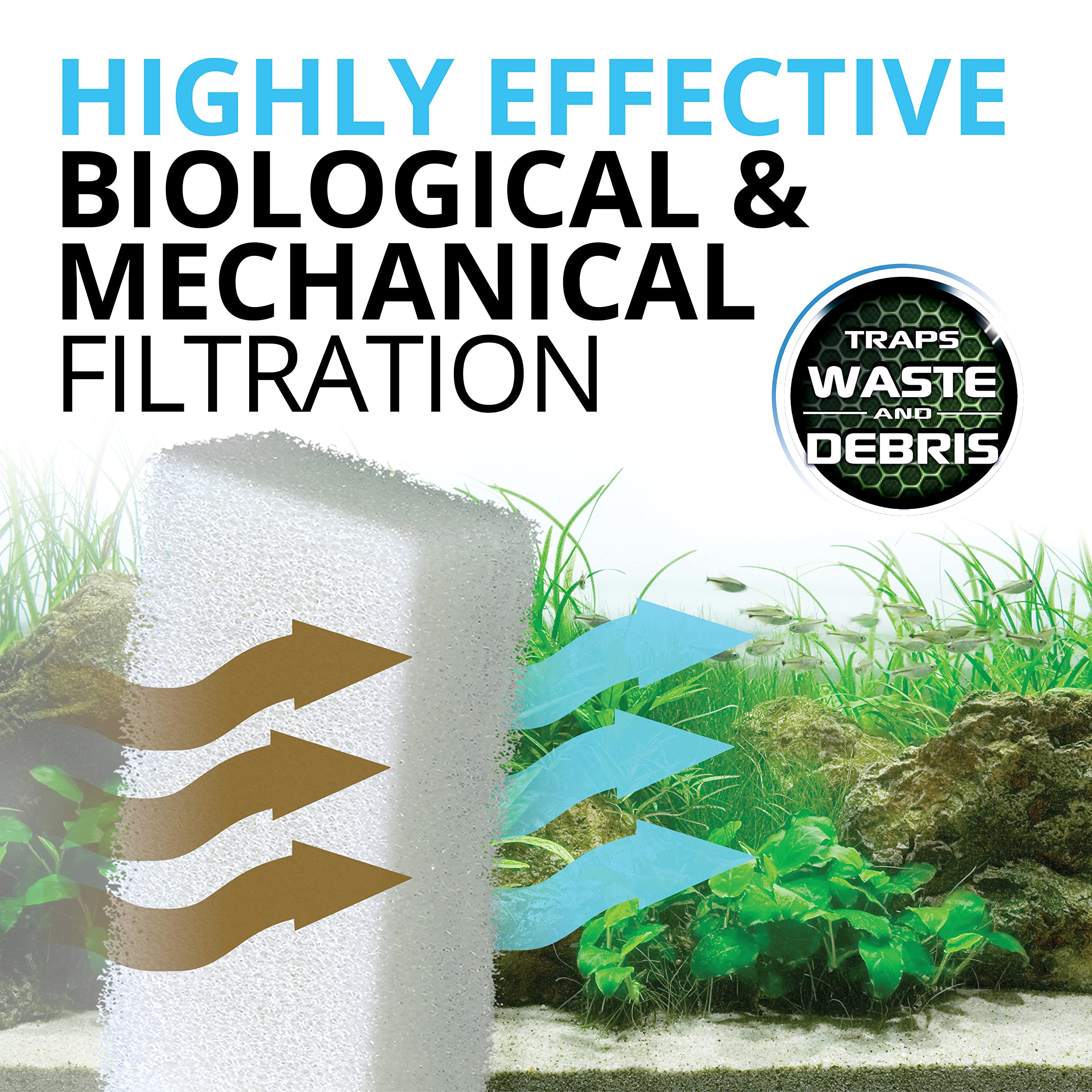 Captura partículas grandes con Fluval FX5 para un acuario más limpio.