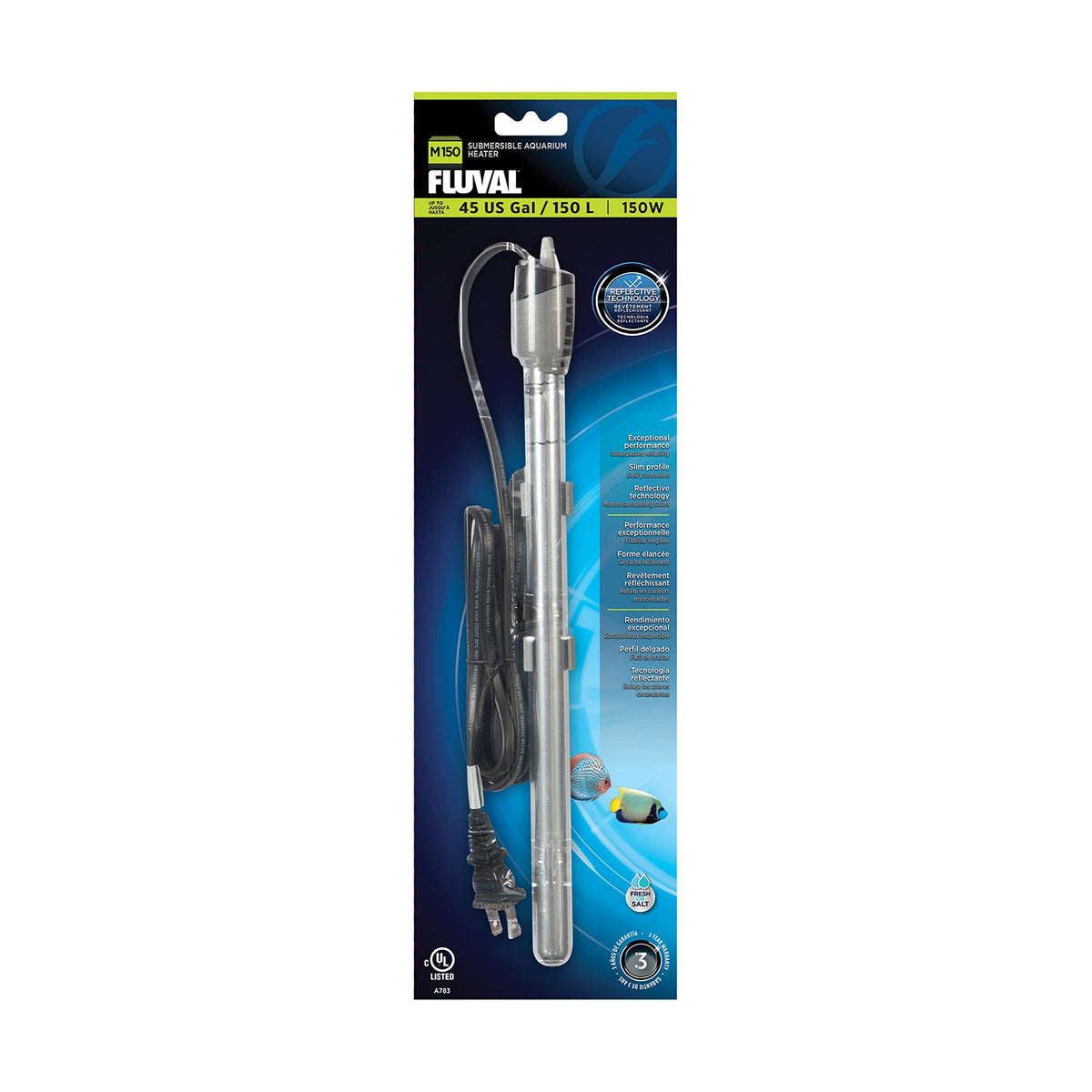 Fluval M 150W calentador submersible para acuarios de hasta 45 galones con control estable
