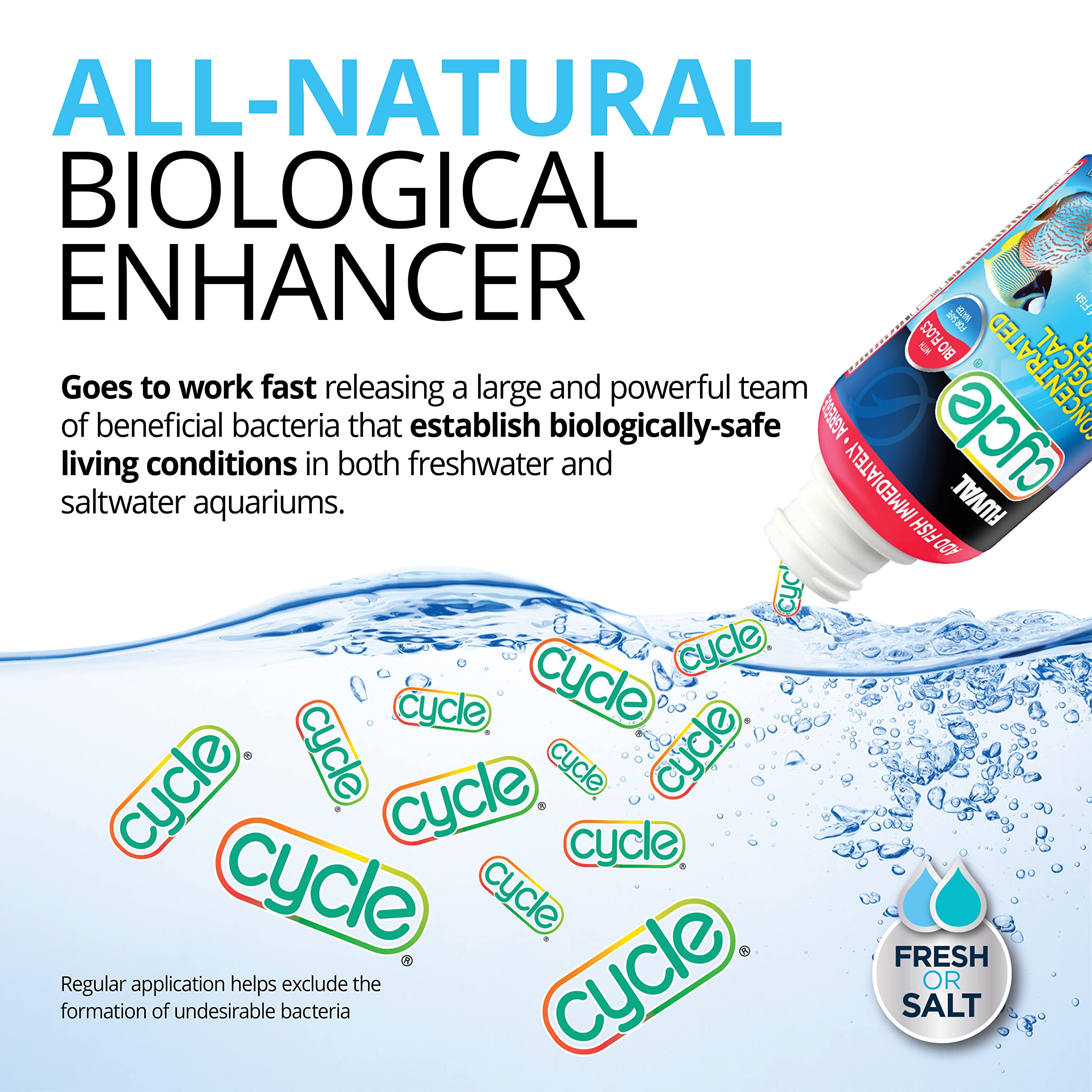 Fluval Mejorador Biologico para acuarios, etiqueta legible y uso seguro.