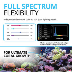 Fluval Sea Marine 3.0 LED, distribución de 120 grados para cobertura total.
