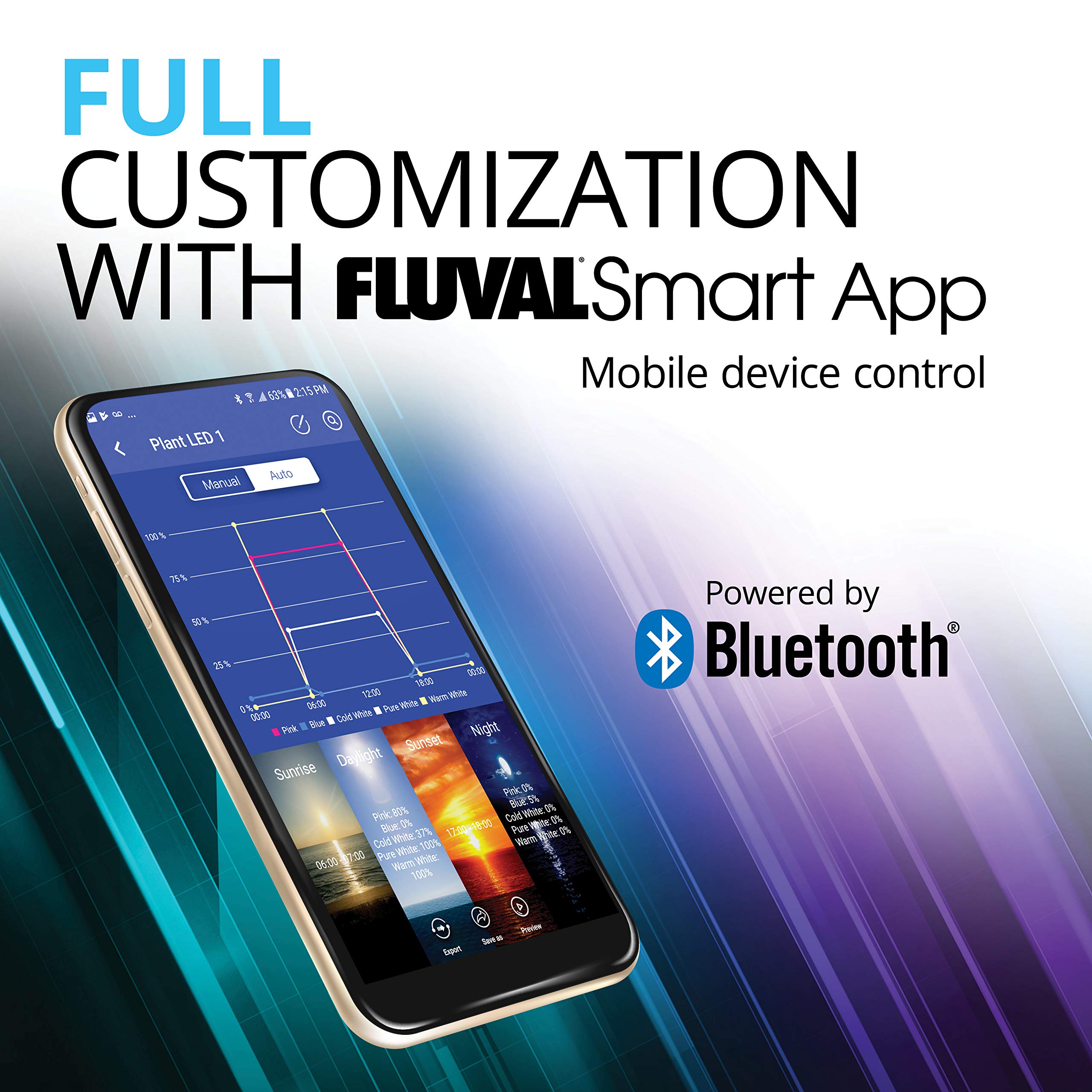 Fluval Sea Marine 3.0 LED, tecnología de la aplicación FluvalSmart para control móvil.