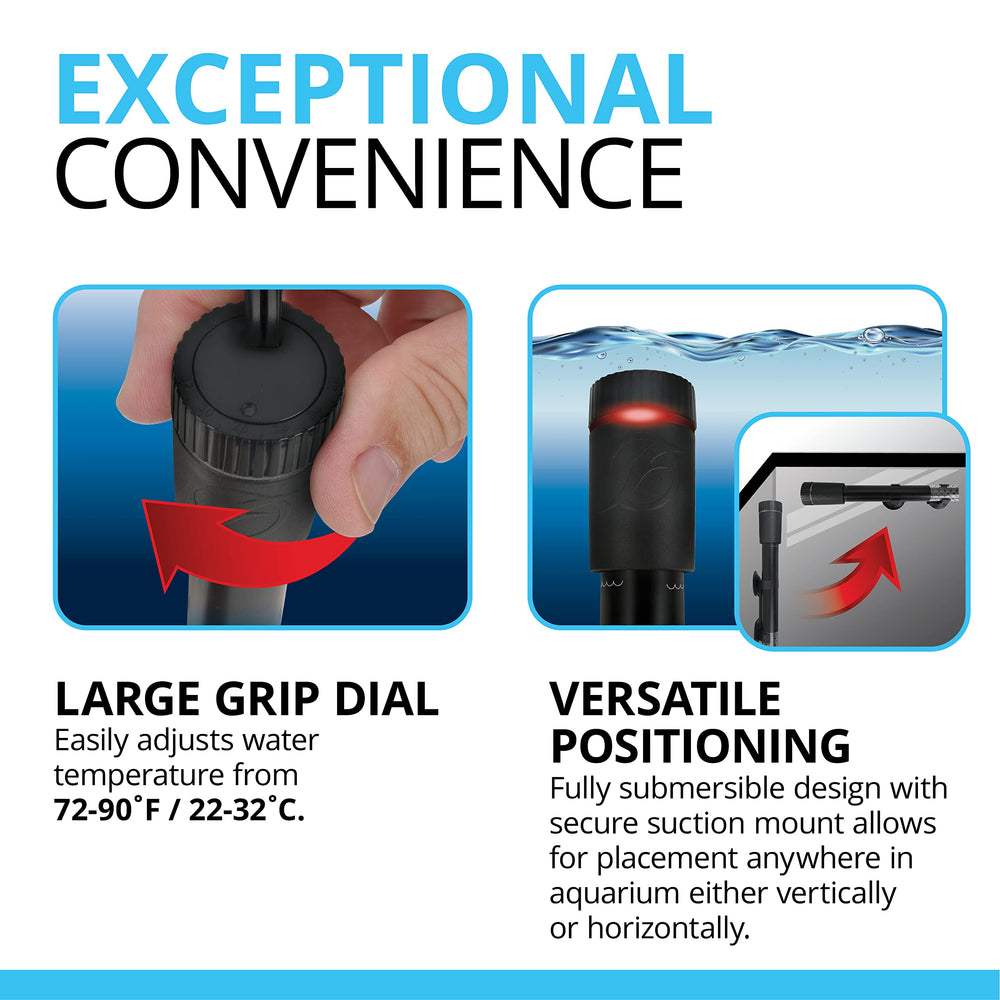 Diseño completamente sumergible de Fluval T50 se coloca horizontal o verticalmente.
