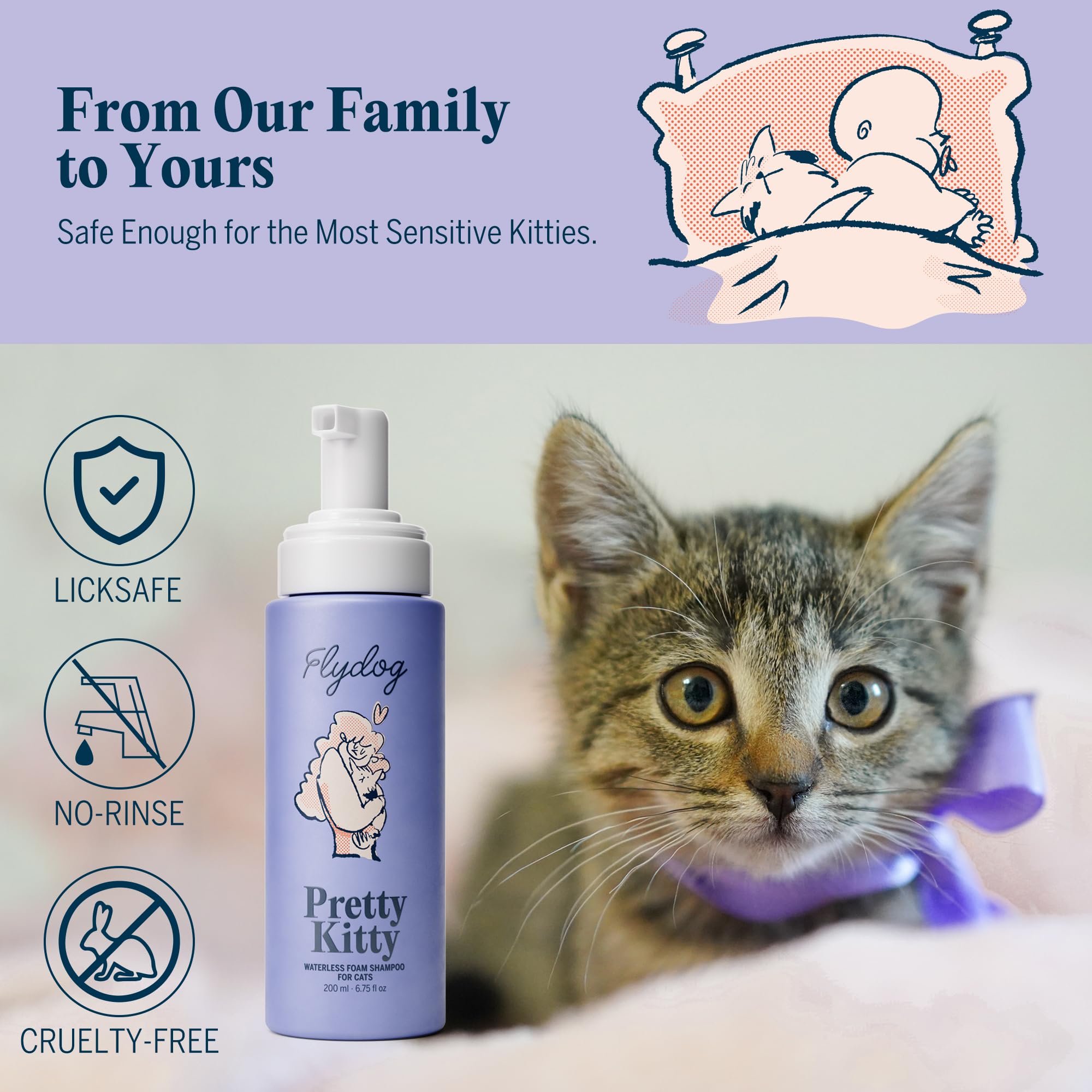 Flydog Pretty Kitty Baño sin Agua facilita limpieza rápida.