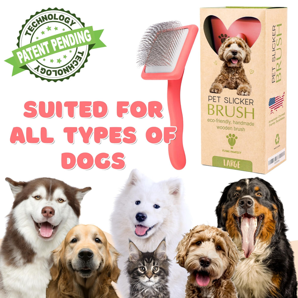 Flying Pawfect cepillo con mango ergonómico y antideslizante para mayor control.