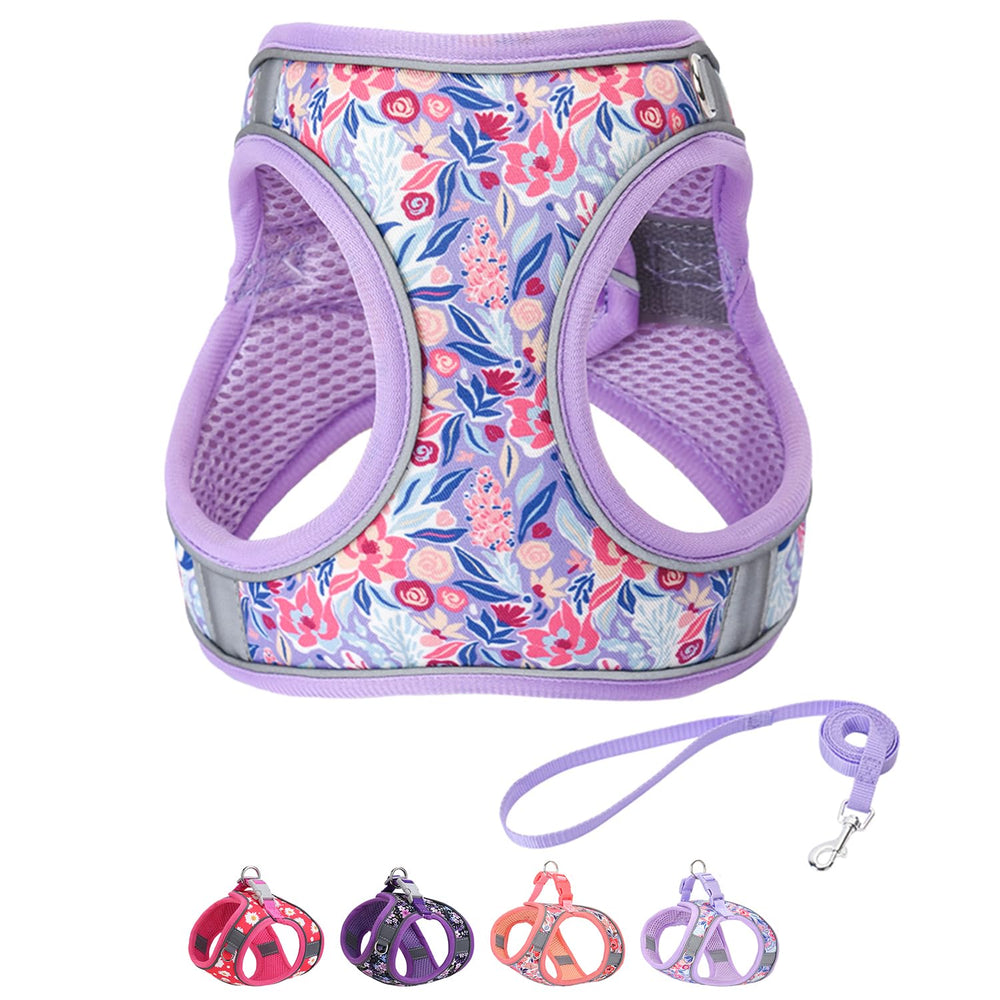 Flymind arnés paso para perro floral, ajuste cómodo para paseos diarios