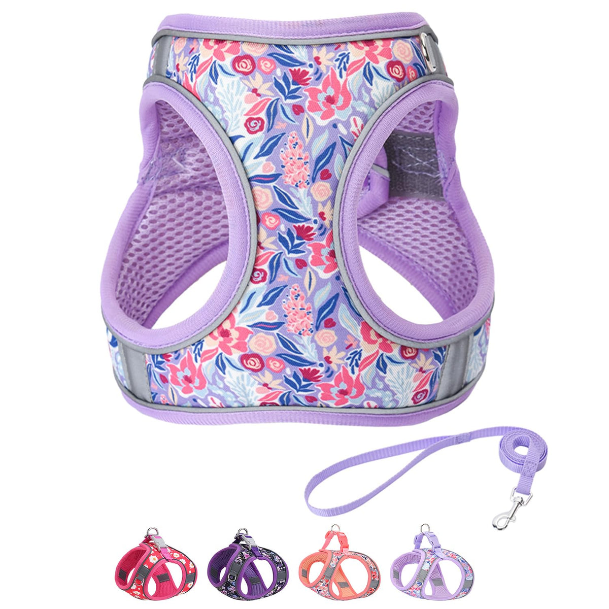 Flymind arnés paso para perro floral, ajuste cómodo para paseos diarios