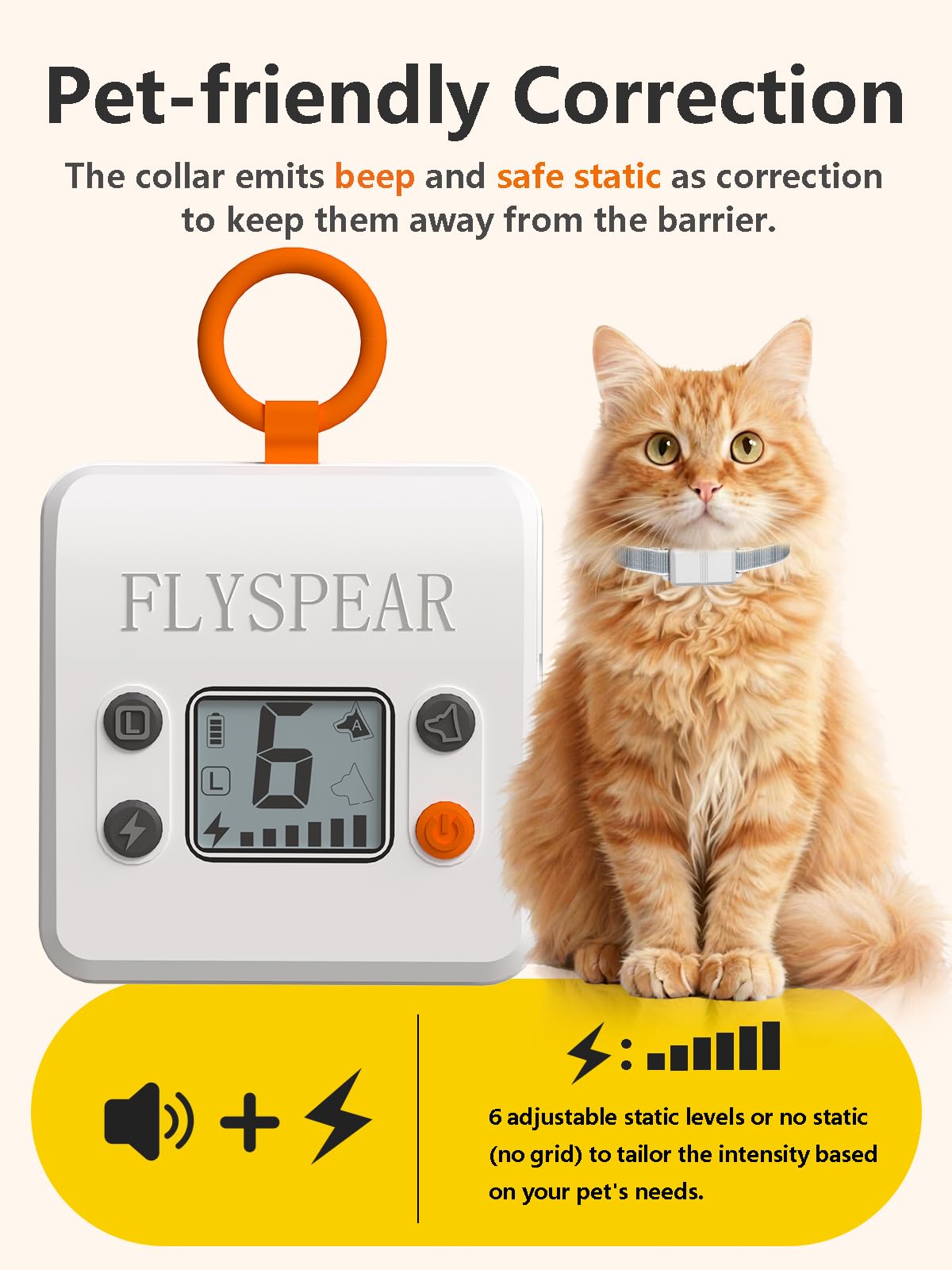 FLYSPEAR Alcance ajustable de 0.7 a 7 pies para espacios pequeños o grandes.