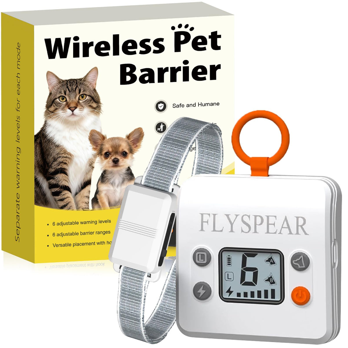FLYSPEAR Barrera collar ajustable para gatos y perros pequeños, entrenamiento seguro.