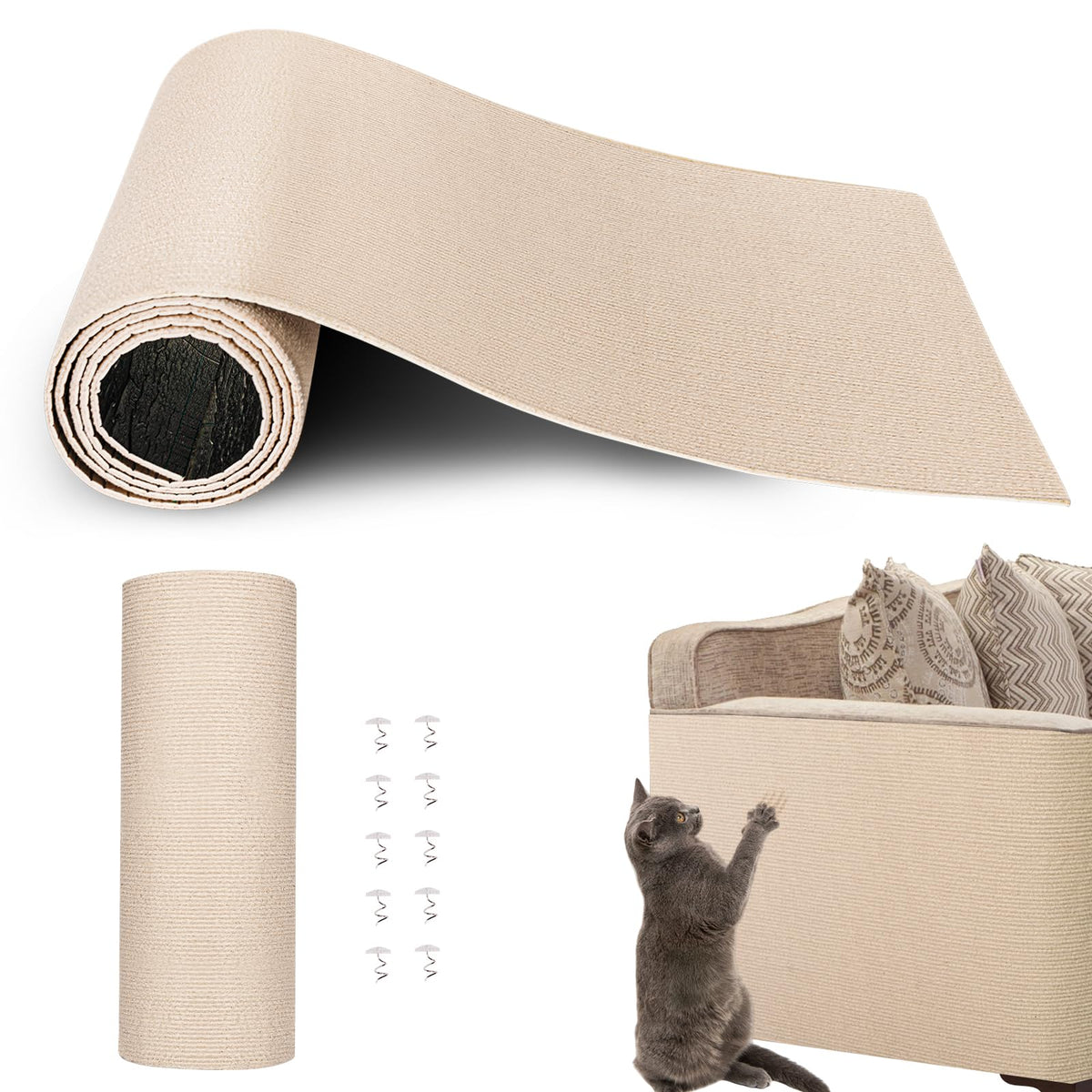 Fmelut mat de rasguño para gatos grande protege sofás y proporciona área de juego