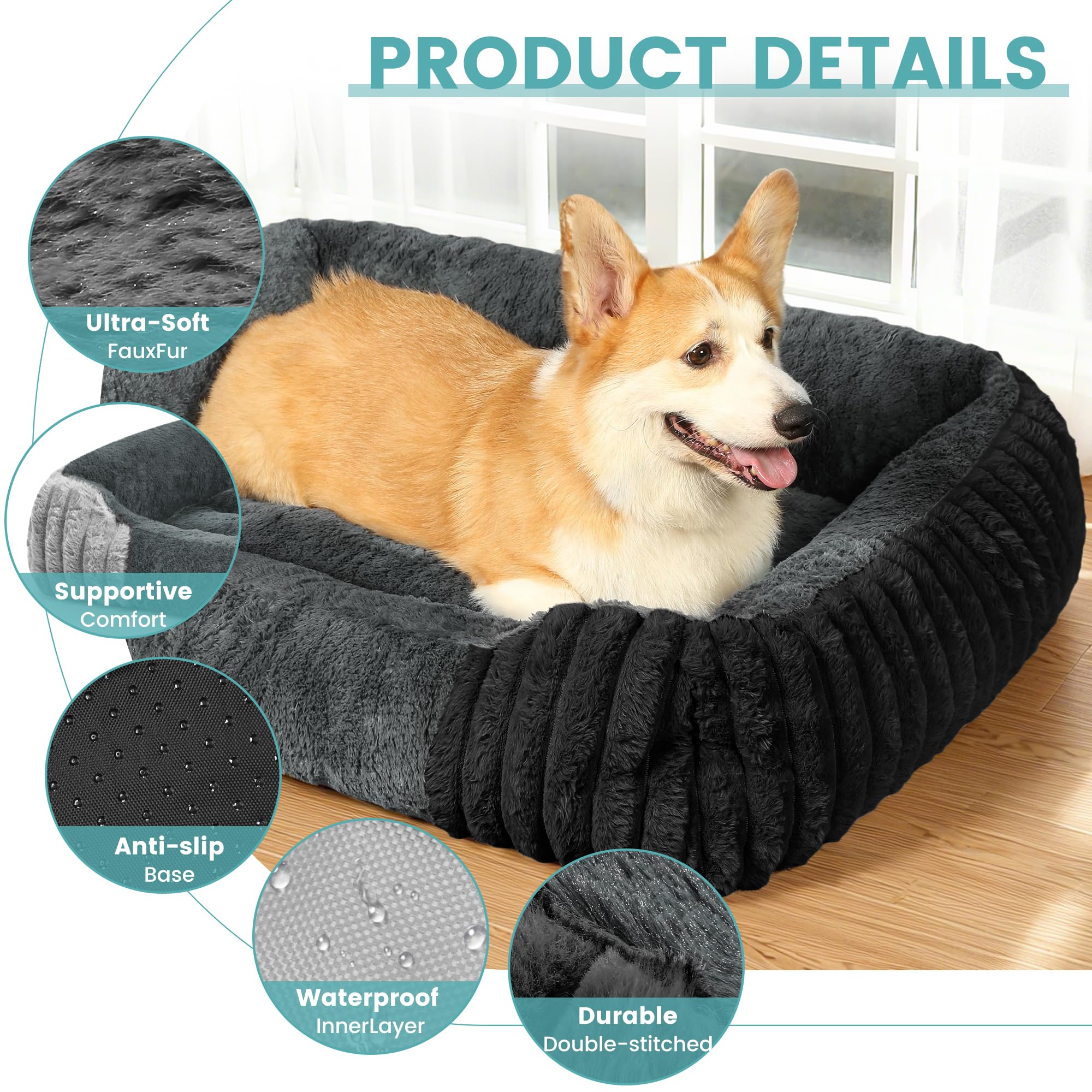 Fnsyay cama para perro pequeño espuma memoria, soporte suave que cuida articulaciones