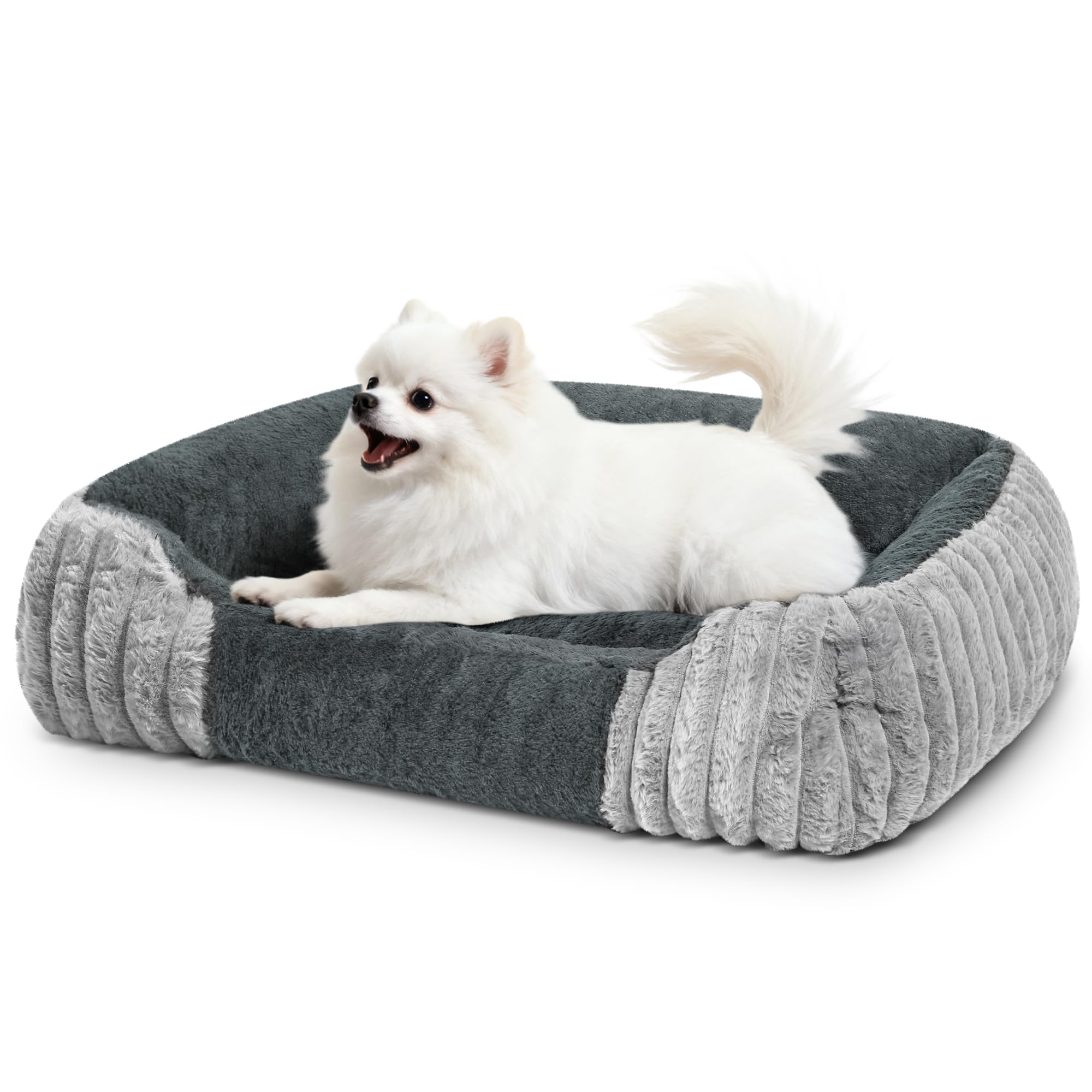 Fnsyay cama para perros pequeños con pelo de conejo sintético, confort inmediato.