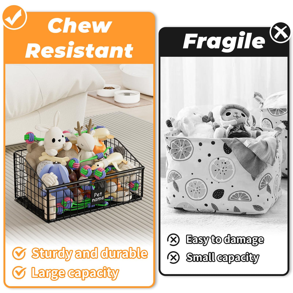Foellstoe cesta de juguetes para perro, acceso rápido y cómodo.