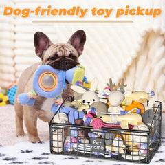Foellstoe cesta de juguetes para perro, diseño rústico que realza el hogar.