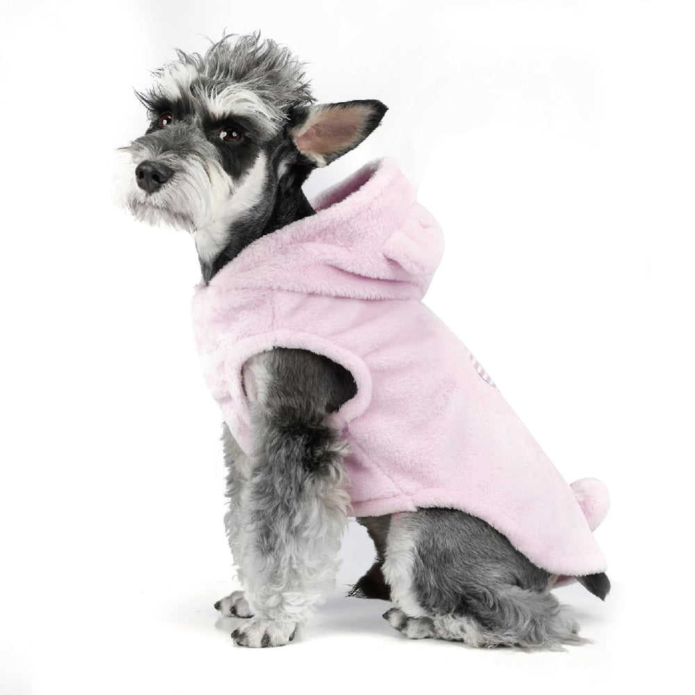 FOFOS abrigo para perro rosa frente: calor cómodo para paseos diarios.