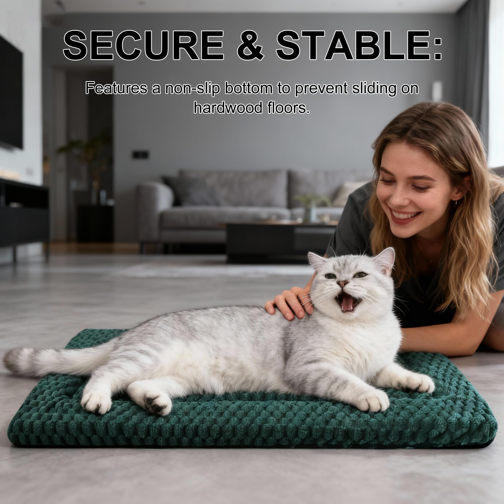 Fogkiss cama para perro caja reversible verde interior, ajuste cómodo para distintos tamaños