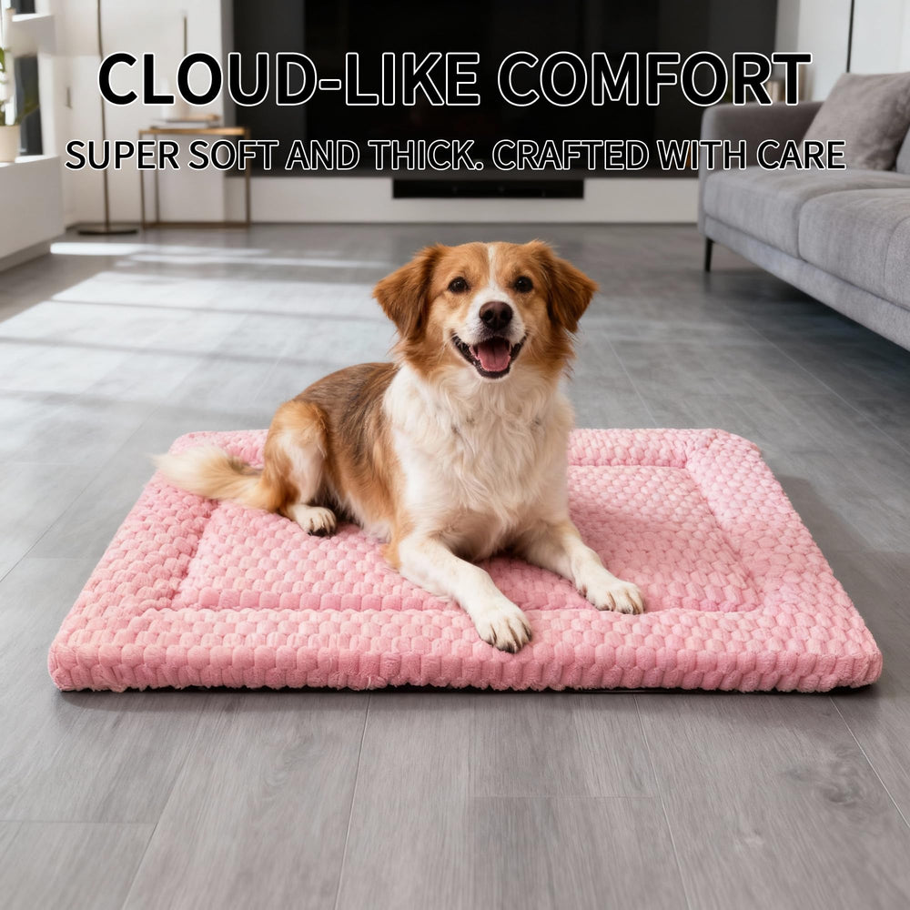 Fogkiss cama para perros rosa detalle espuma: relleno elástico distribuye la presión.