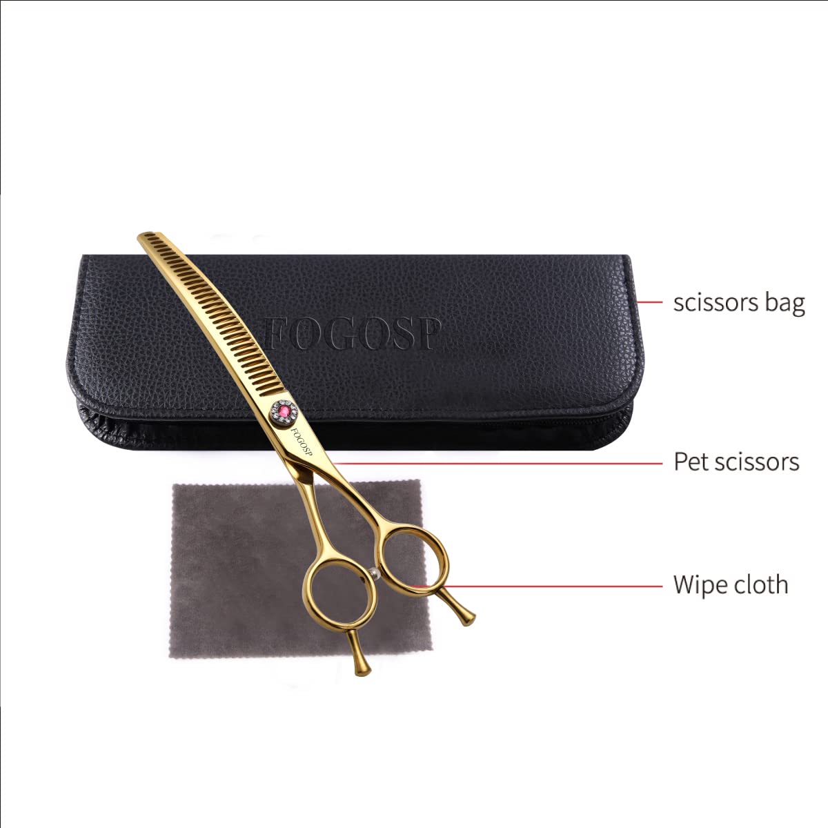 FOGOSP kit profesional para casa y salón canino, 7 pulgadas, dorado