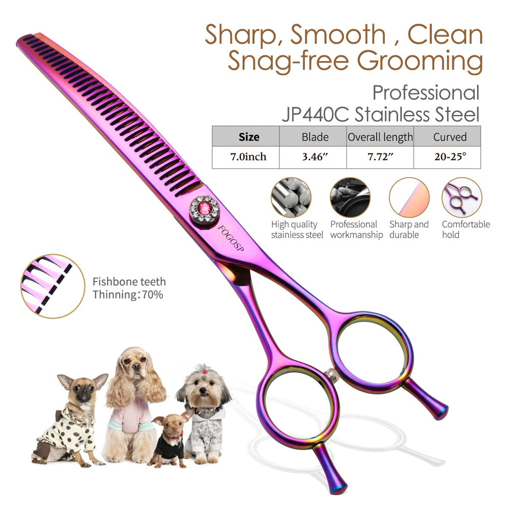 FOGOSP tijera ergonómica para perro con mango cómodo, ideal para sesiones largas