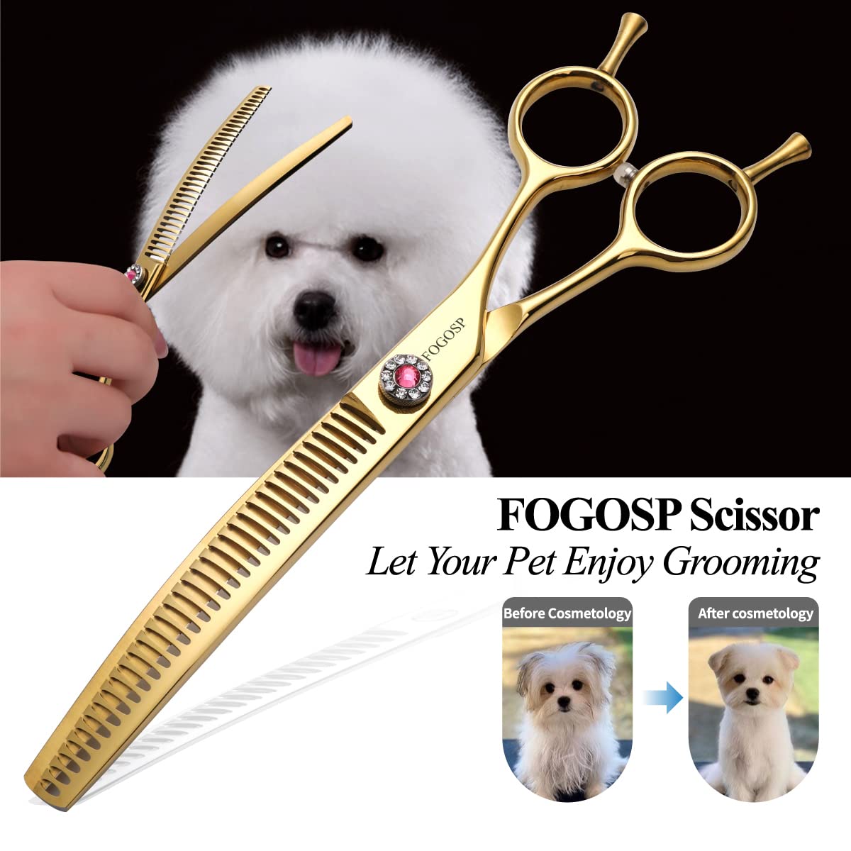 FOGOSP acero 440C 21 dientes, 7 pulgadas, adelgazamiento del 75 por ciento