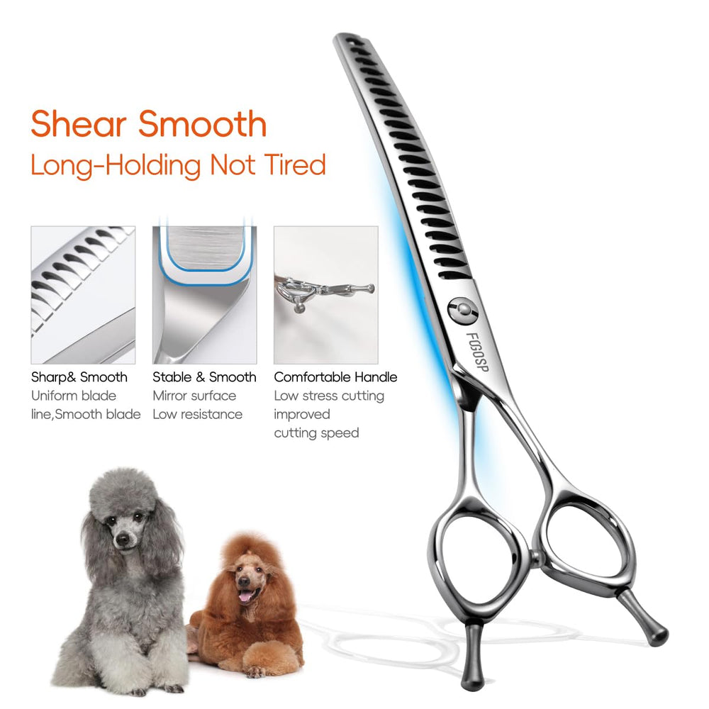 FOGOSP tijeras curvadas para patas y cola, corte suave y controlado.