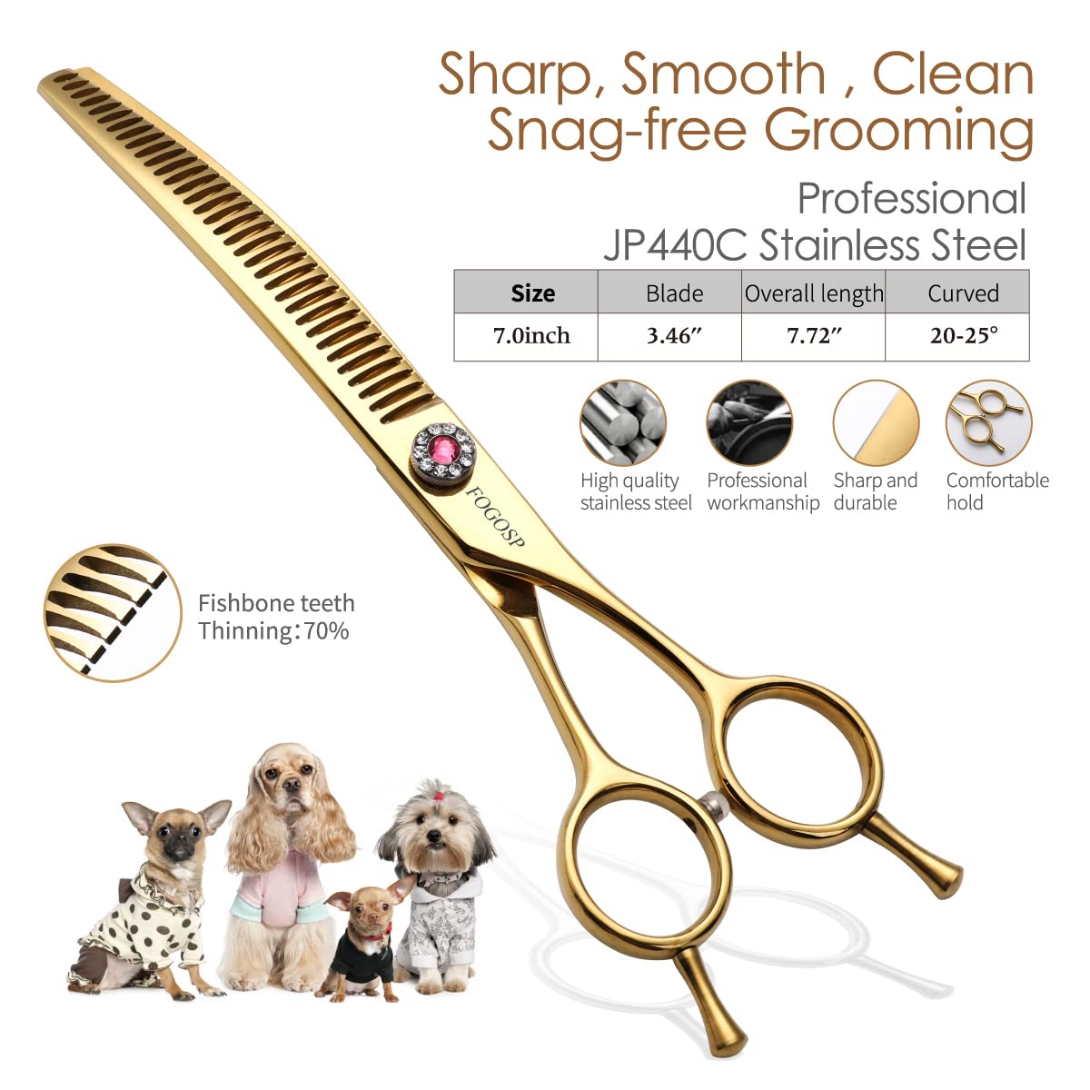 FOGOSP tijeras curvas para modelar cabeza tipo oso de peluche en perros, 7 pulgadas