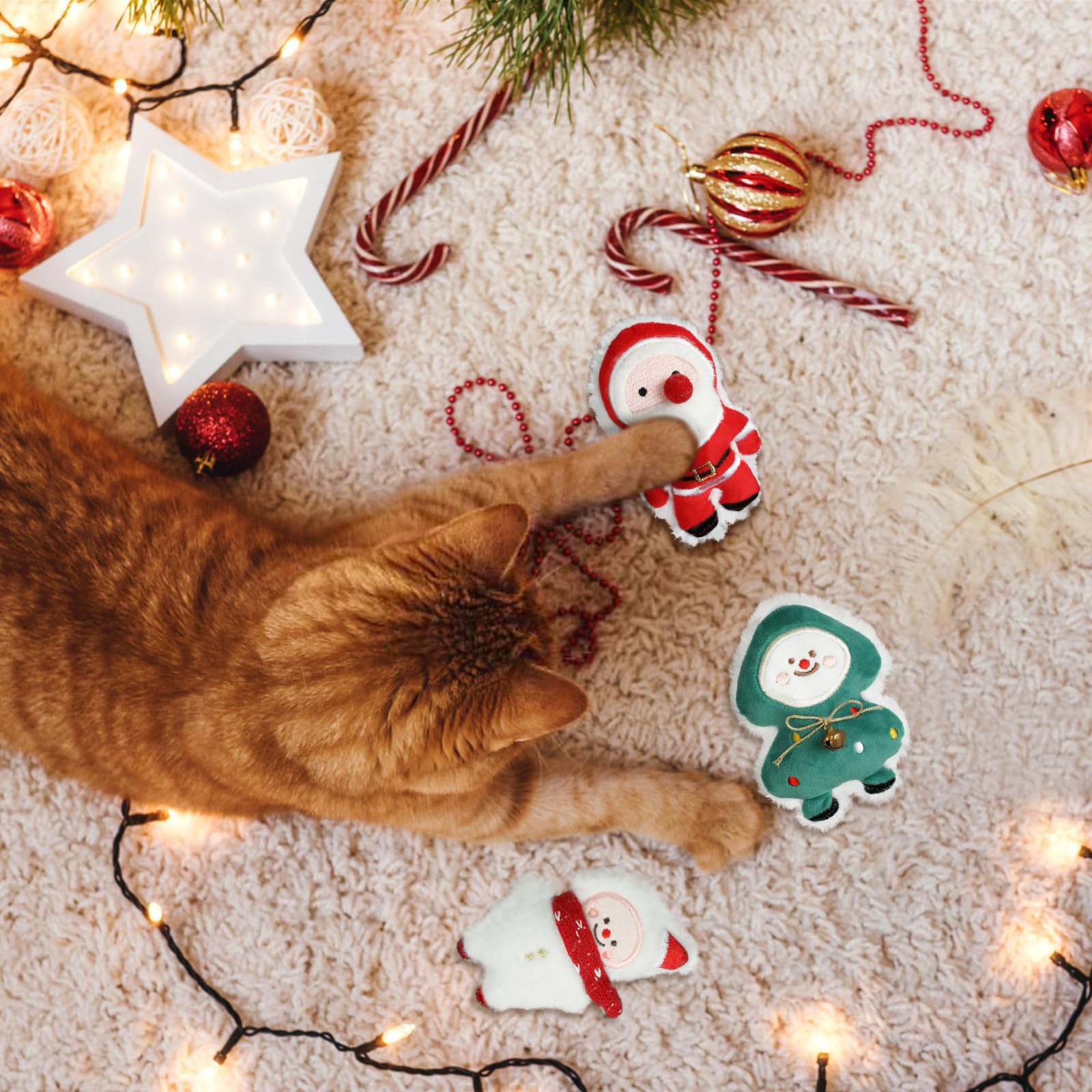 FOIMAS juguete navidad gato terciopelo suave ofrece tacto cómodo.