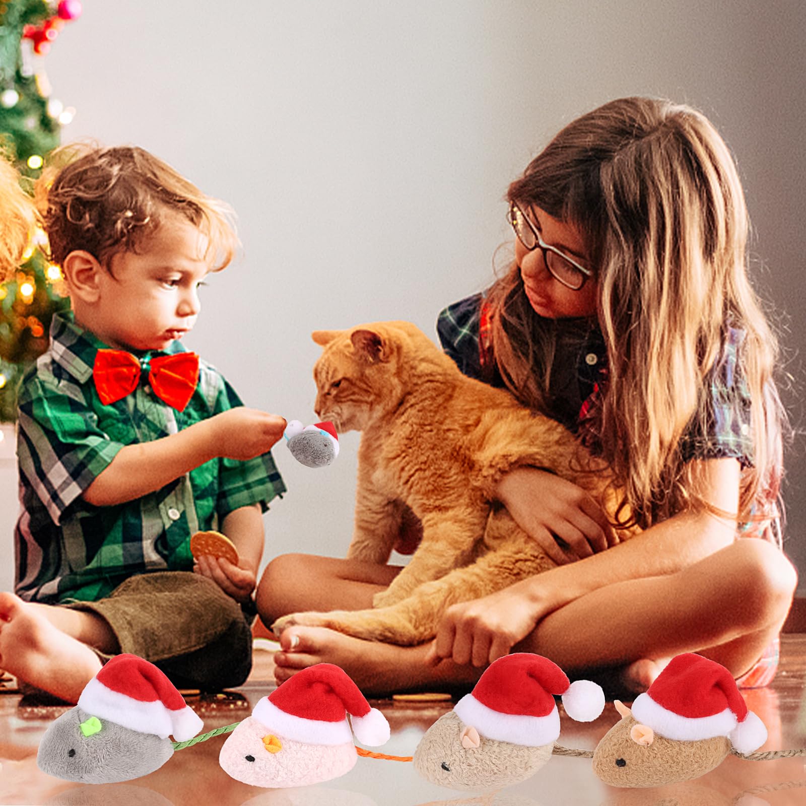 FOIMAS ratón navideño gris oscuro: peluche suave para acurrucarse tras la sesión
