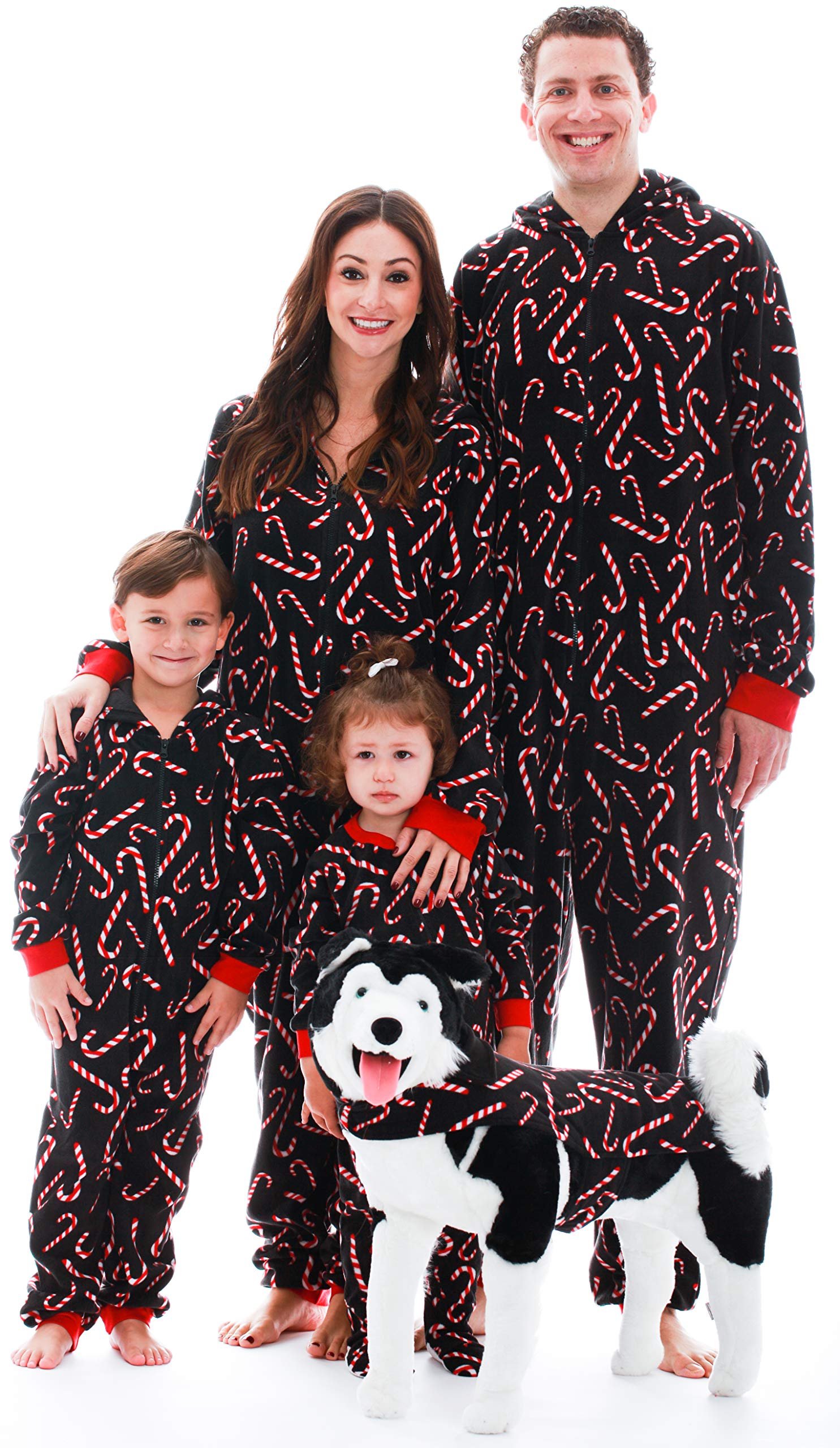 Chaqueta followme bastón de caramelo para perro, vista frontal; look festivo para fotos navideñas