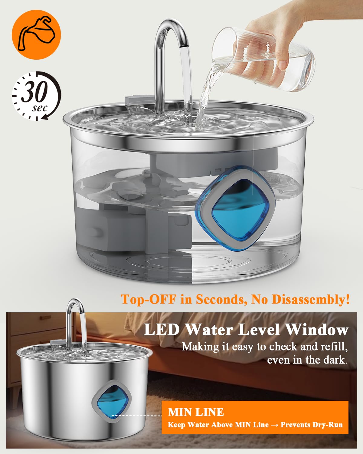FOOPOMARY ventana iluminada para nivel de agua, revisión rápida.