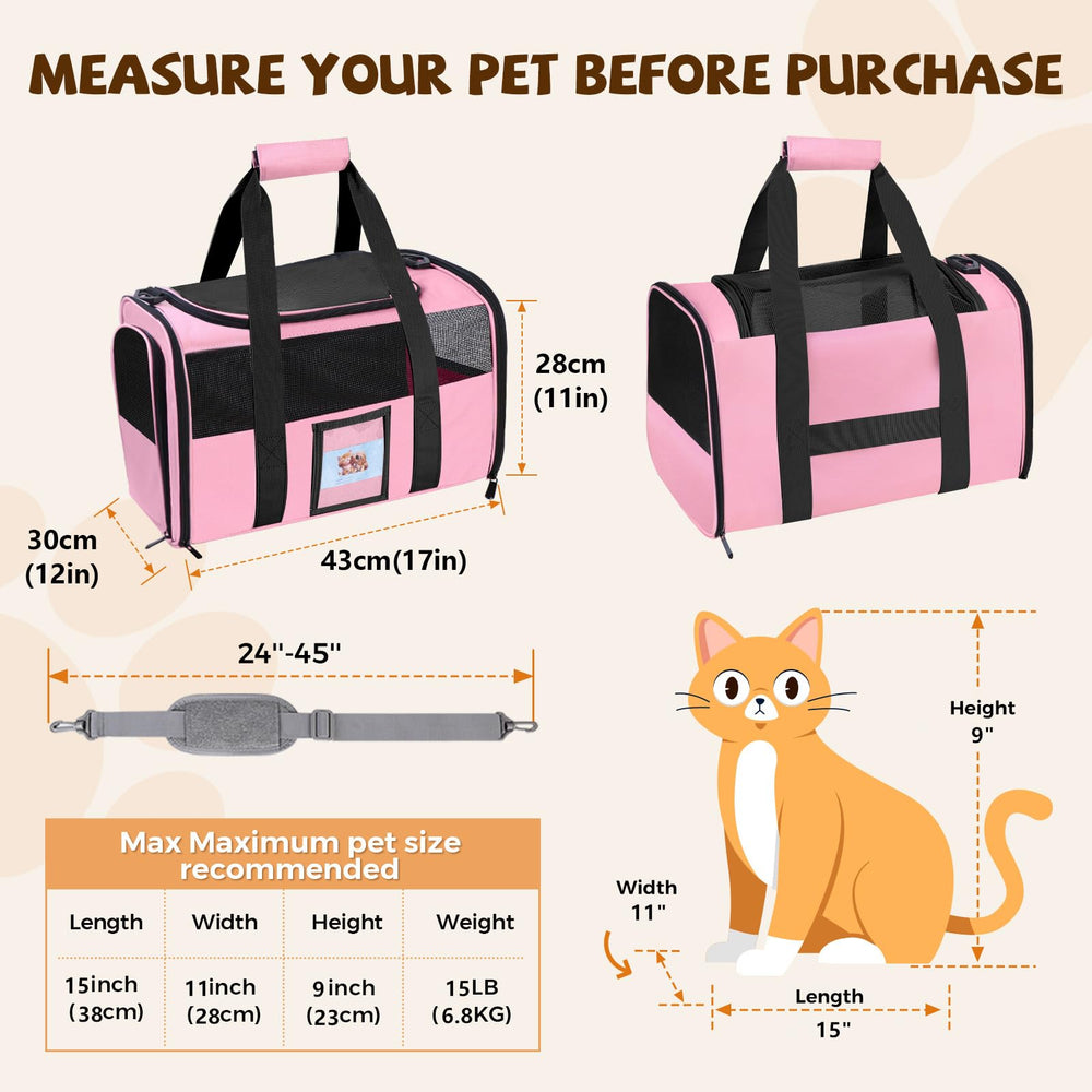 FOORLON Transportín para gatos apto para aerolíneas y caber bajo el asiento.